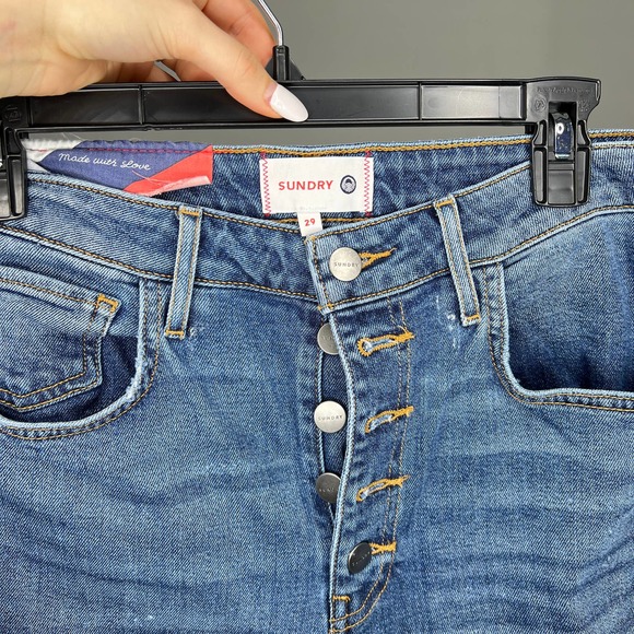 Sundry Rainbow Embroidered Patch Jeans Straight Leg 29 - Picture 4 of 6